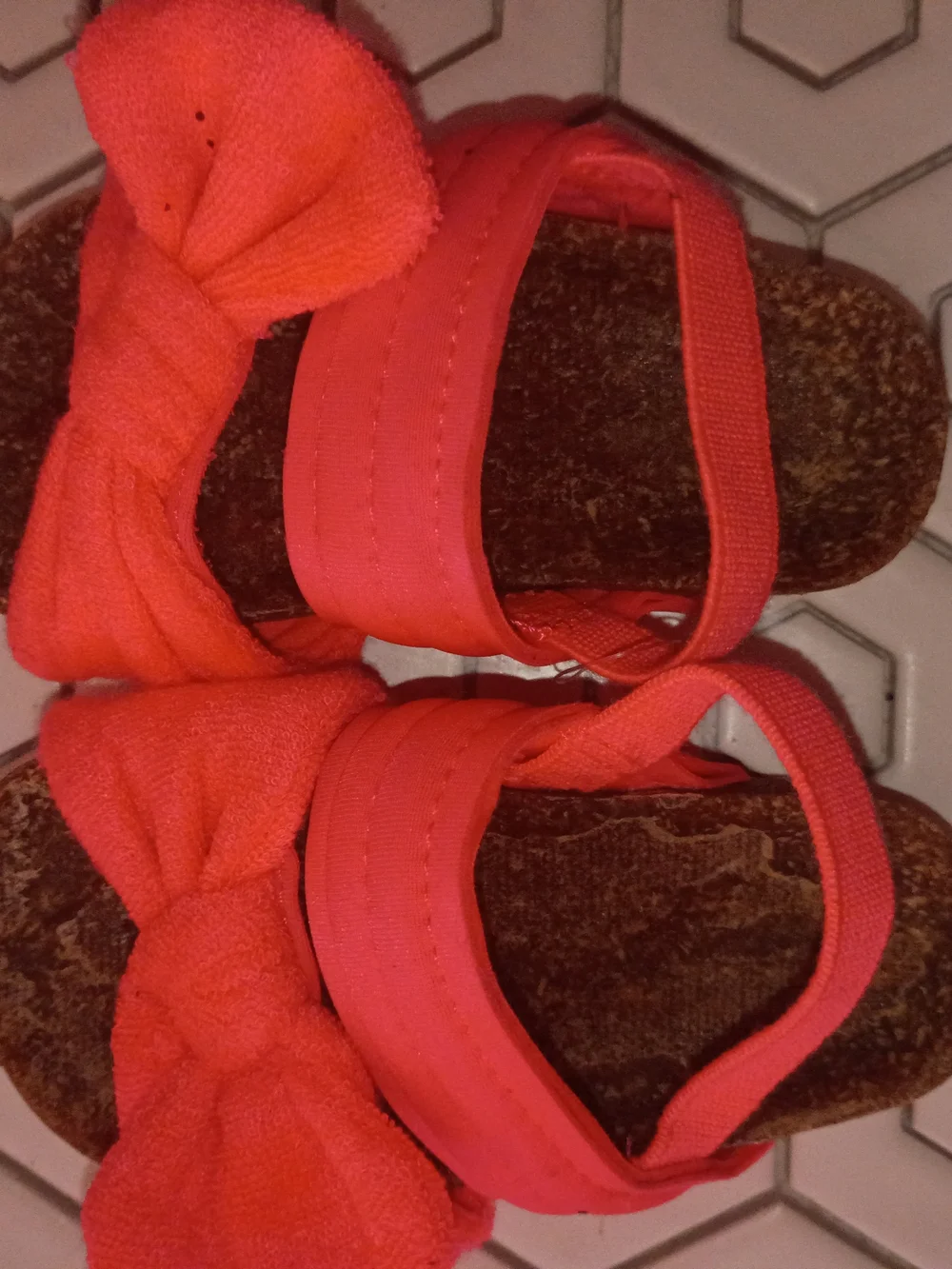 Kids Coral Bow Strap Sandals
